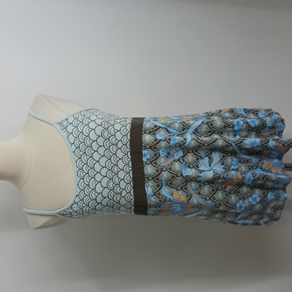 Athleta blue two-print viscose knit top-sz L